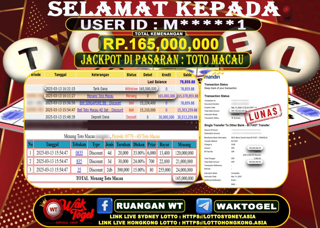BUKTI PEMBAYARAN TOTO MACAU WAKTOGEL