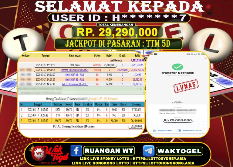 BUKTI PEMBAYARAN TOTO MACAU 5D WAKTOGEL