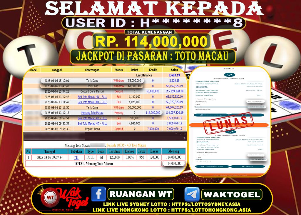 BUKTI PEMBAYARAN TOTO MACAU WAKTOGEL
