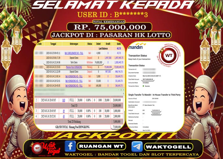 BUKTI PEMBAYARAN HONGKONG LOTTO WAKTOGEL