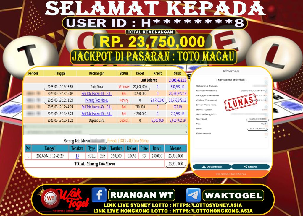 BUKTI PEMBAYARAN TOTO MACAU WAKTOGEL