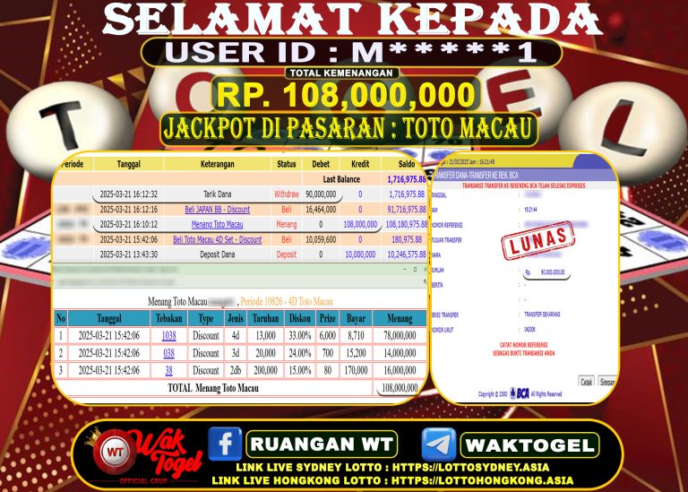 BUKTI PEMBAYARAN TOTO MACAU WAKTOGEL