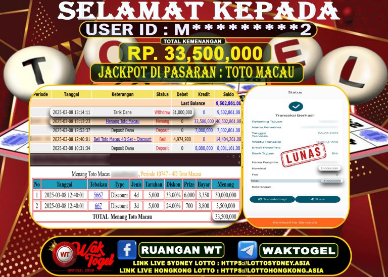 BUKTI PEMBAYARAN TOTO MACAU WAKTOGEL