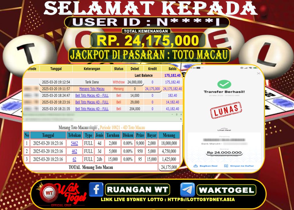 BUKTI PEMBAYARAN TOTO MACAU WAKTOGEL