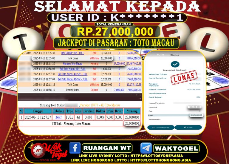 BUKTI PEMBAYARAN TOTO MACAU WAKTOGEL