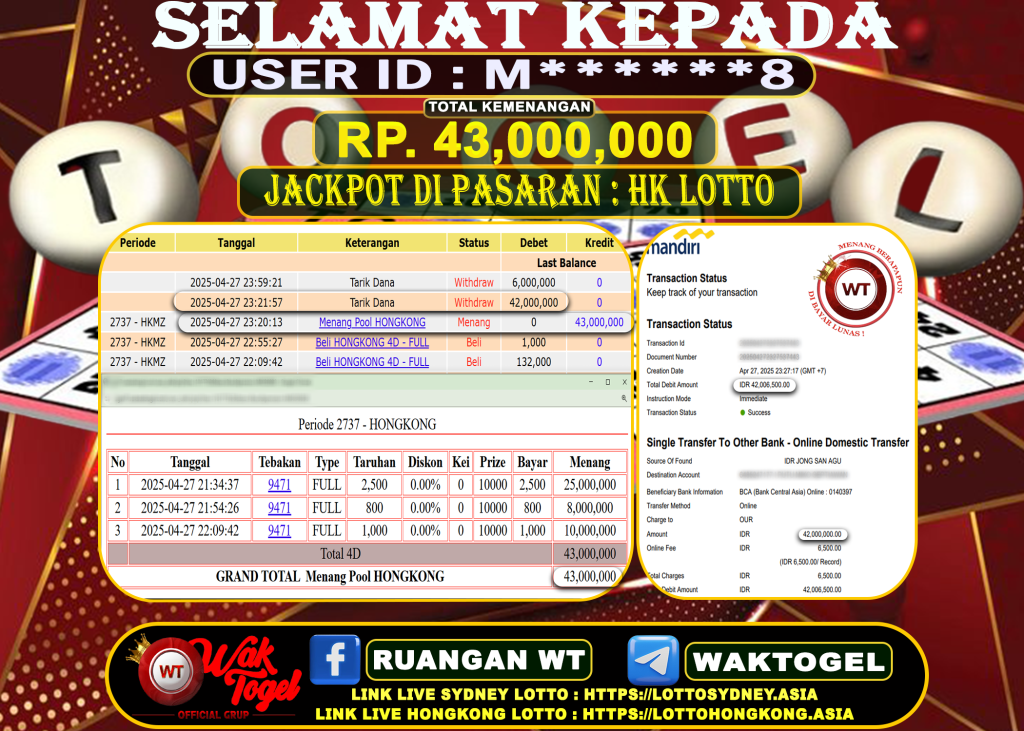 BUKTI PEMBAYARAN HONGKONG LOTTO WAKTOGEL