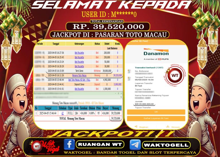 BUKTI PEMBAYARAN TOTO MACAU WAKTOGEL