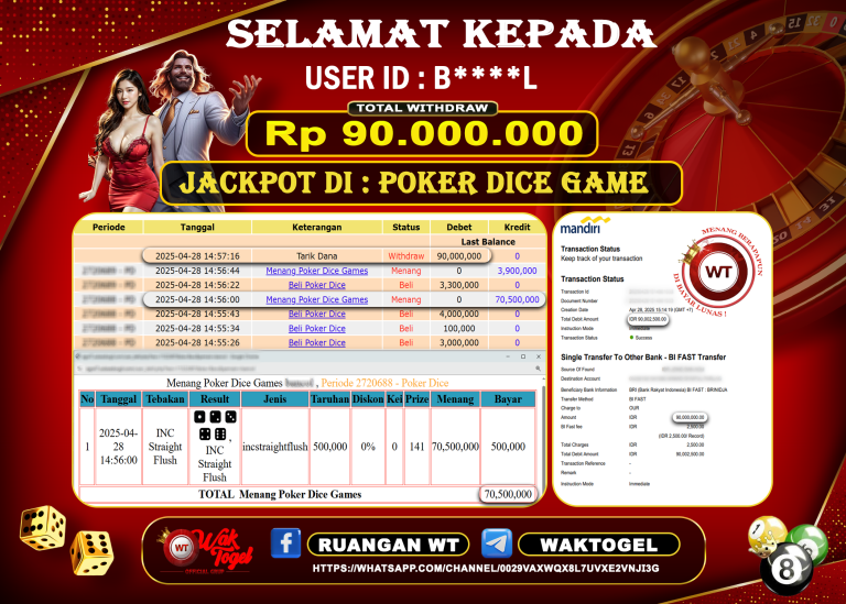 BUKTI PEMBAYARAN POKER DICE GAMES WAKTOGEL