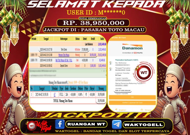 BUKTI PEMBAYARAN TOTO MACAU WAKTOGEL