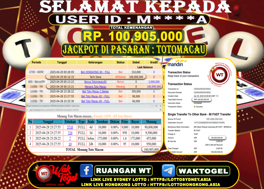 BUKTI PEMBAYARAN TOTO MACAU WAKTOGEL