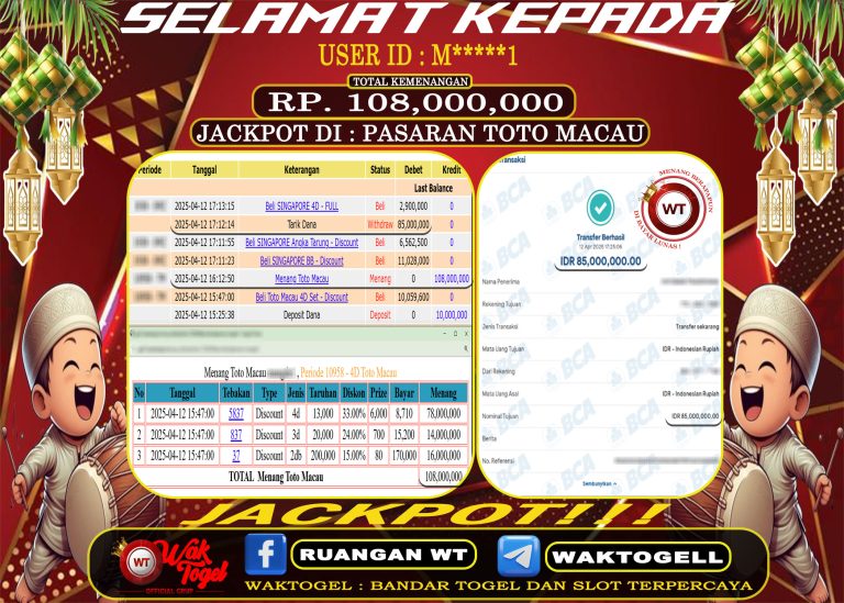 BUKTI PEMBAYARAN TOTO MACAU WAKTOGEL