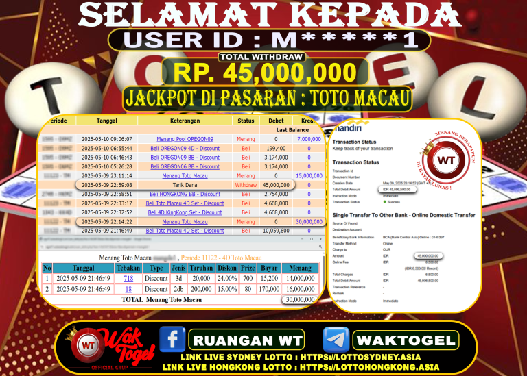 BUKTI PEMBAYARAN TOTO MACAU WAKTOGEL