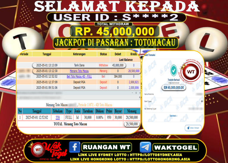 BUKTI PEMBAYARAN TOTO MACAU WAKTOGEL