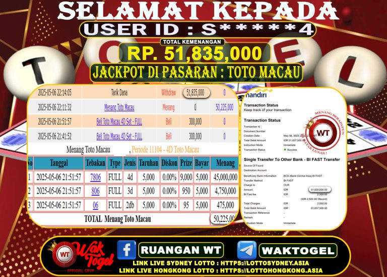 BUKTI PEMBAYARAN TOTO MACAU WAKTOGEL