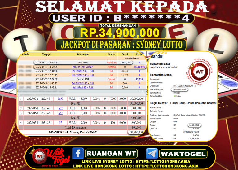 BUKTI PEMBAYARAN SYDNEY LOTTO WAKTOGEL