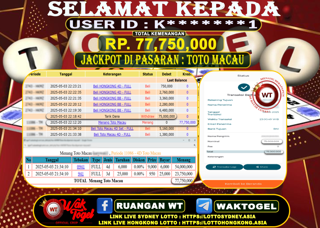 BUKTI PEMBAYARAN TOTO MACAU WAKTOGEL