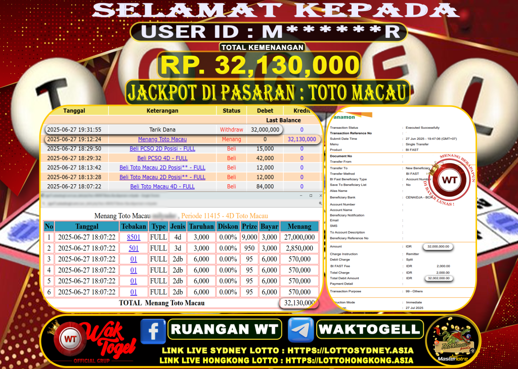 BUKTI PEMBAYARAN TOTO MACAU 4D WAKTOGEL