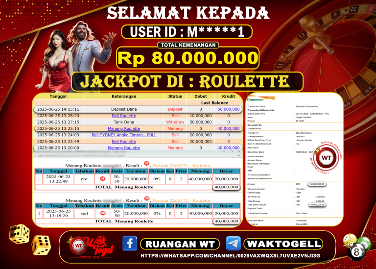 BUKTI PEMBAYARAN ROULETTE WAKTOGEL
