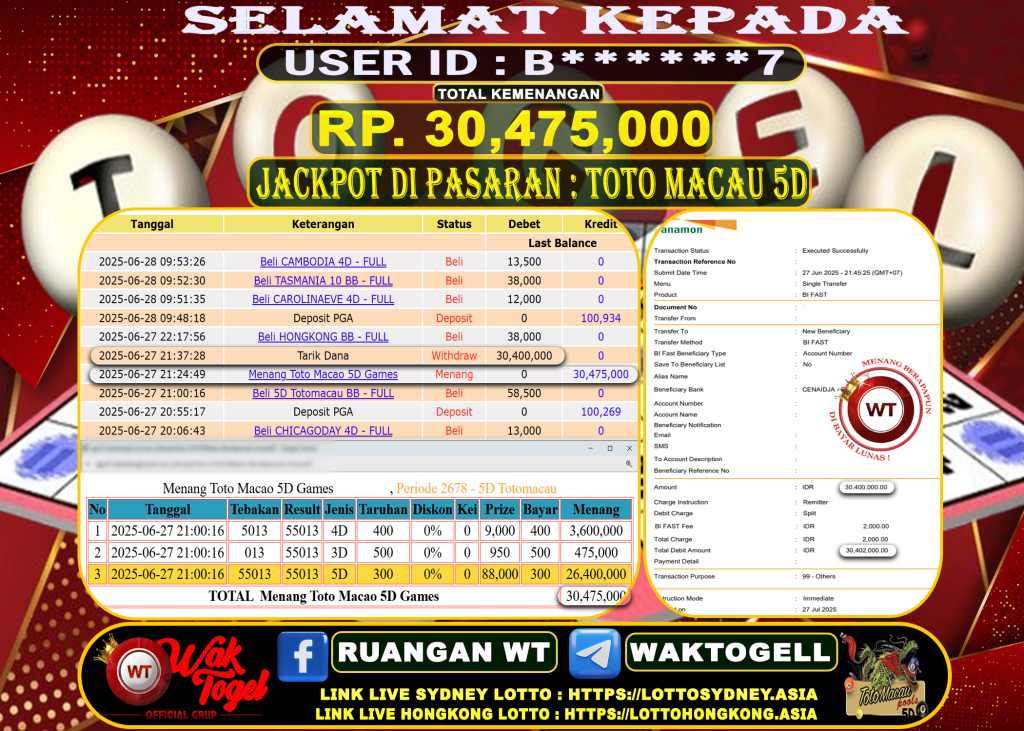 BUKTI PEMBAYARAN TOTO MACAU 5D WAKTOGEL