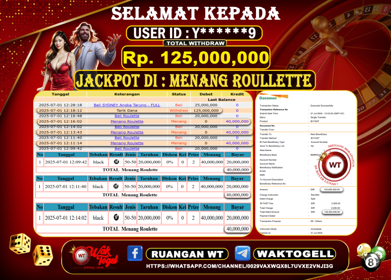 BUKTI PEMBAYARAN ROULETTE WAKTOGEL