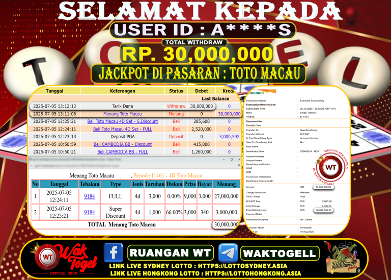 BUKTI PEMBAYARAN TOTO MACAU WAKTOGEL