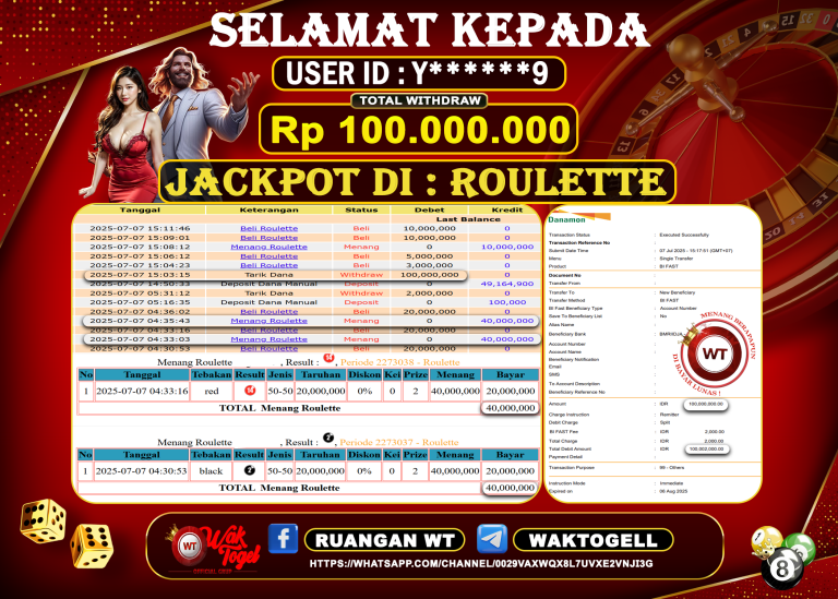BUKTI PEMBAYARAN ROULETTE WAKTOGEL