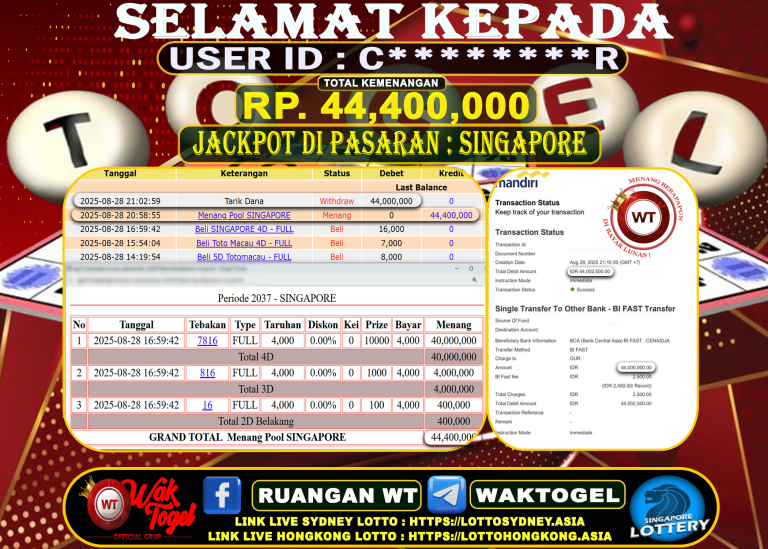 BUKTI PEMBAYARAN SINGAPORE WAKTOGEL