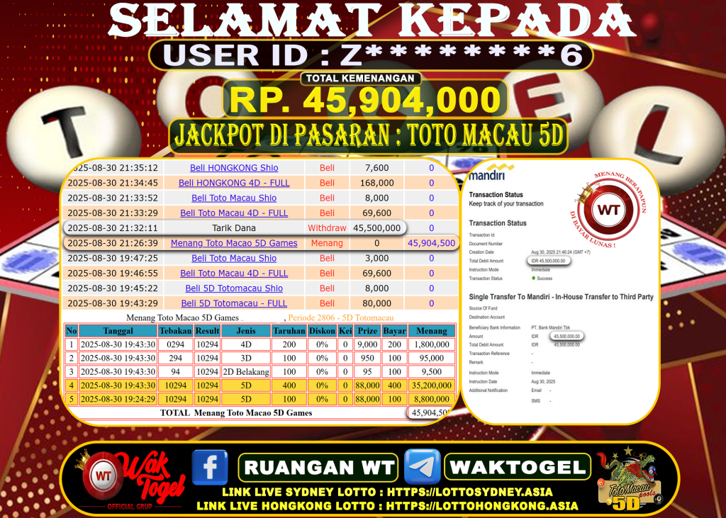 BUKTI PEMBAYARAN TOTO MACAU 5D WAKTOGEL