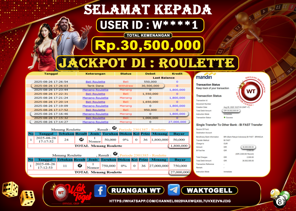 BUKTI PEMBAYARAN ROULETTE WAKTOGEL