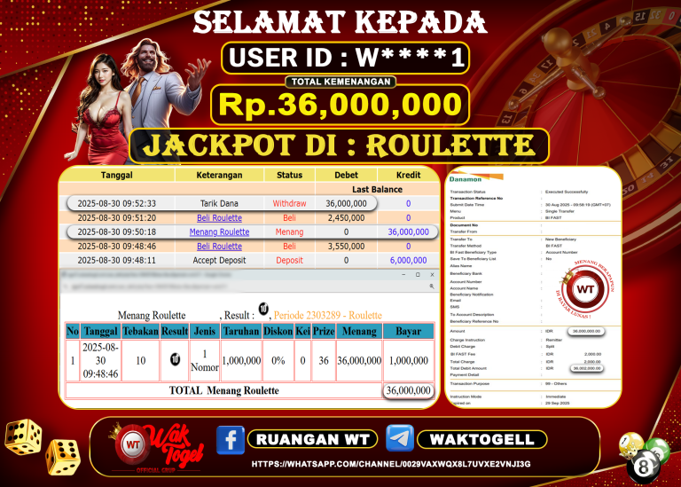BUKTI PEMBAYARAN ROULETTE WAKTOGEL