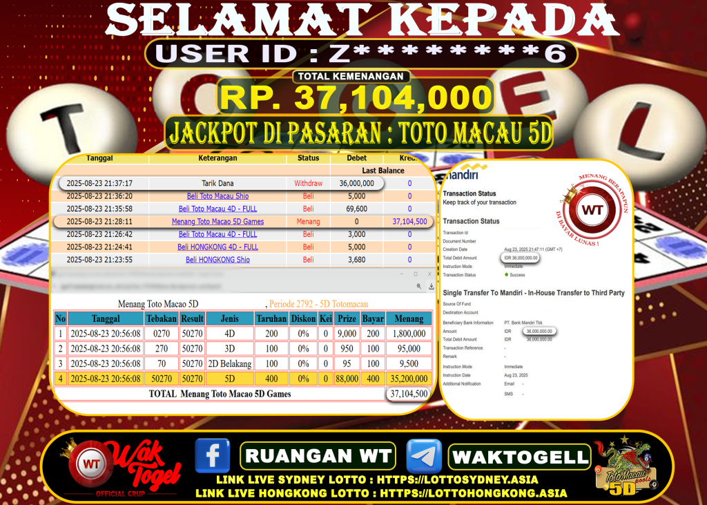 BUKTI PEMBAYARAN TOTO MACAU 5D WAKTOGEL