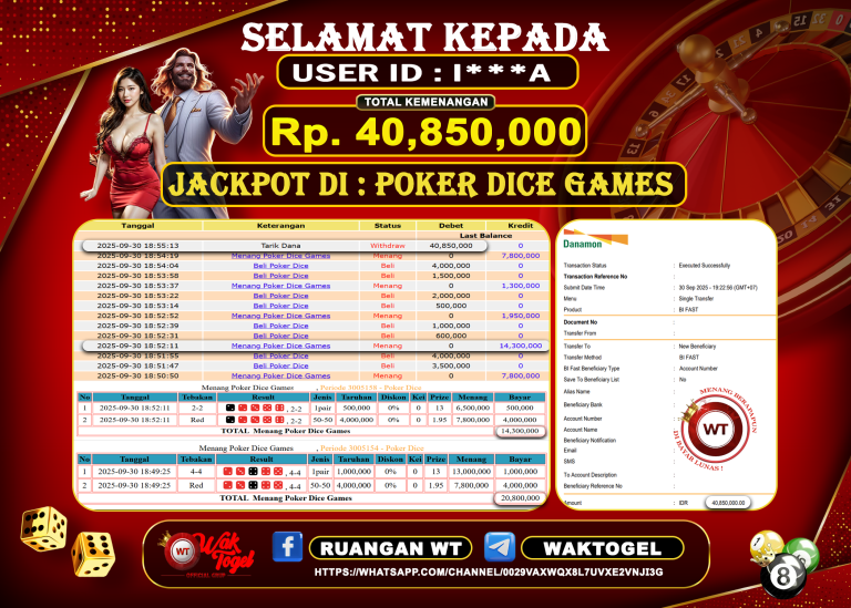 BUKTI PEMBAYARAN POKER DICE GAMES WAKTOGEL