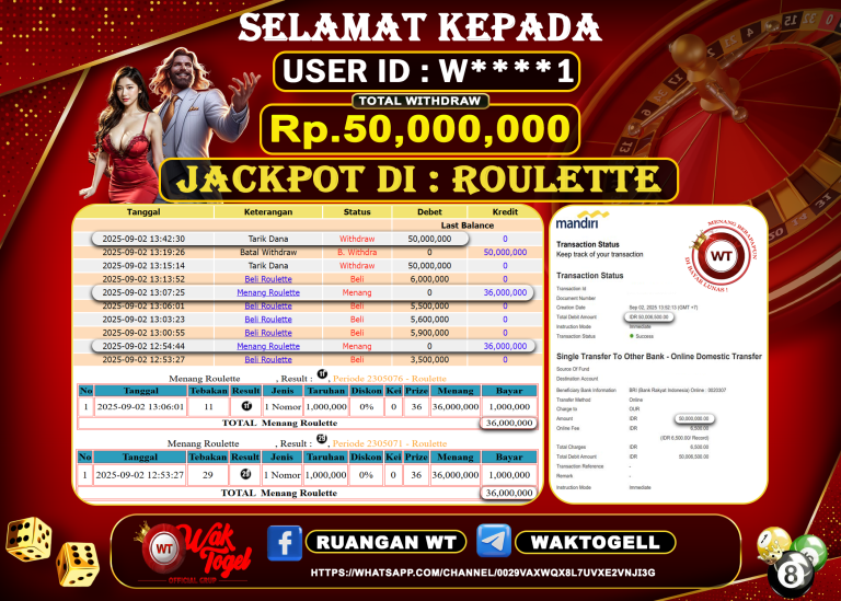 BUKTI PEMBAYARAN ROULETTE WAKTOGEL