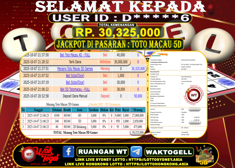 BUKTI PEMBAYARAN TOTO MACAU 5D WAKTOGEL