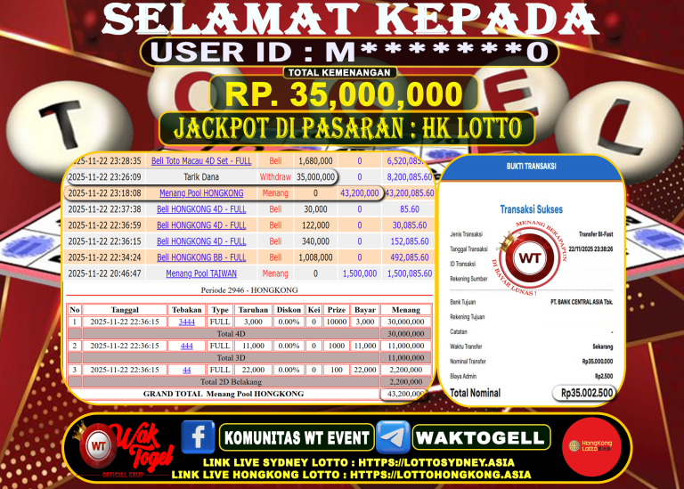 BUKTI PEMBAYARAN HONGKONG LOTTO WAKTOGEL