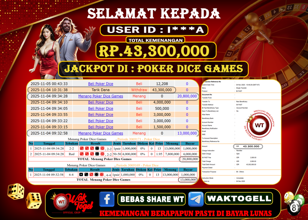 BUKTI PEMBAYARAN POKER DICE GAMES WAKTOGEL
