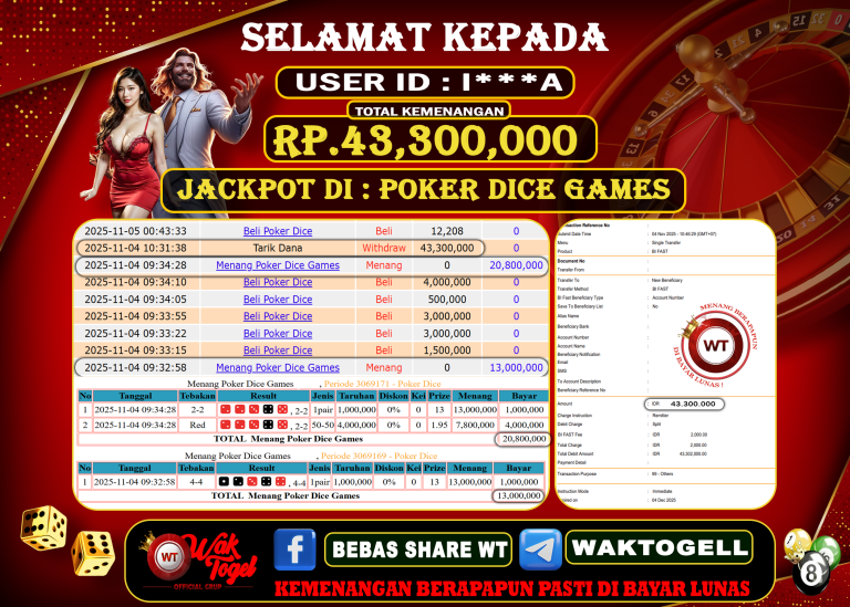 BUKTI PEMBAYARAN POKER DICE GAMES WAKTOGEL