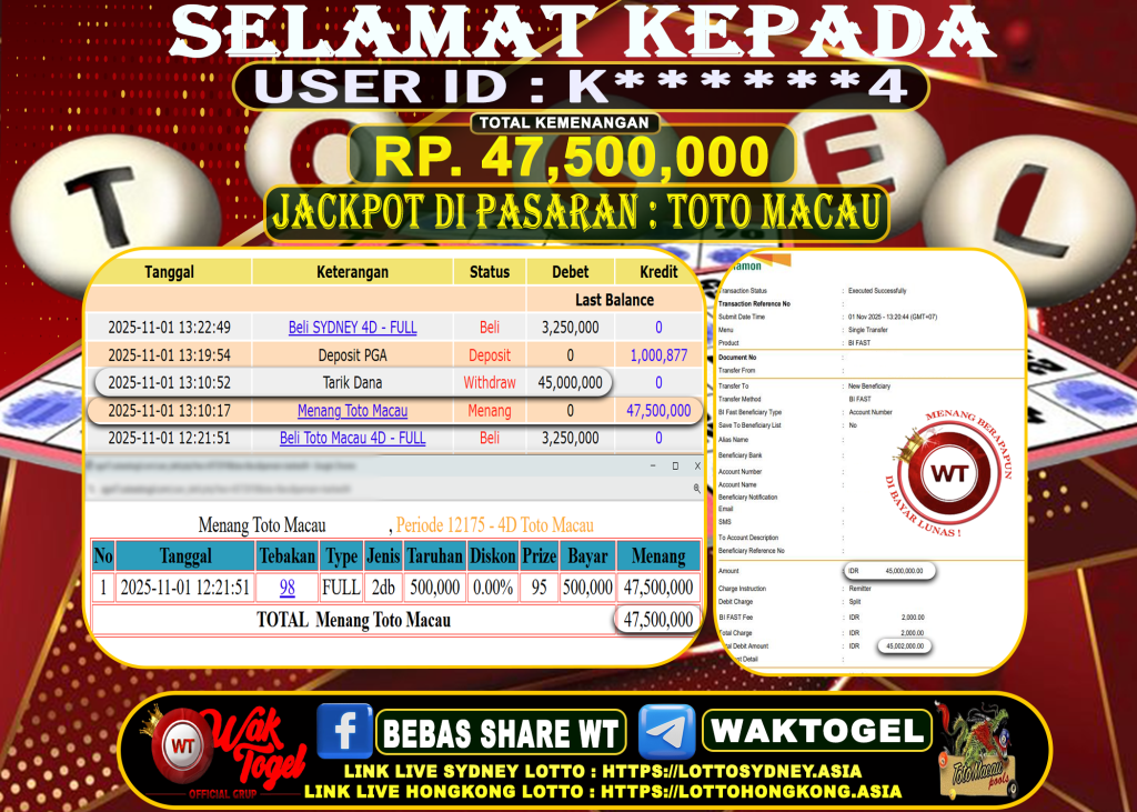 BUKTI PEMBAYARAN TOTO MACAU WAKTOGEL